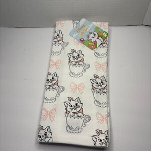 Disney Aristocats Marie White Pink Bow Teacup Kitchen Towels 2 Pack Cotton NWT